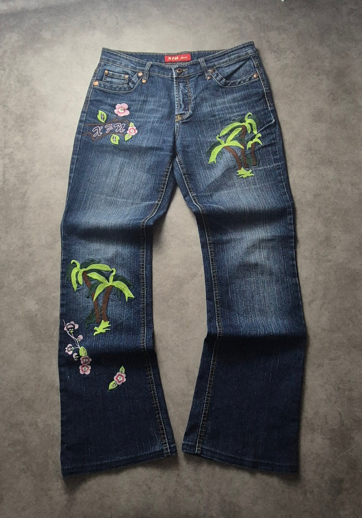 Y2K Jeans – Blumen & Palmen